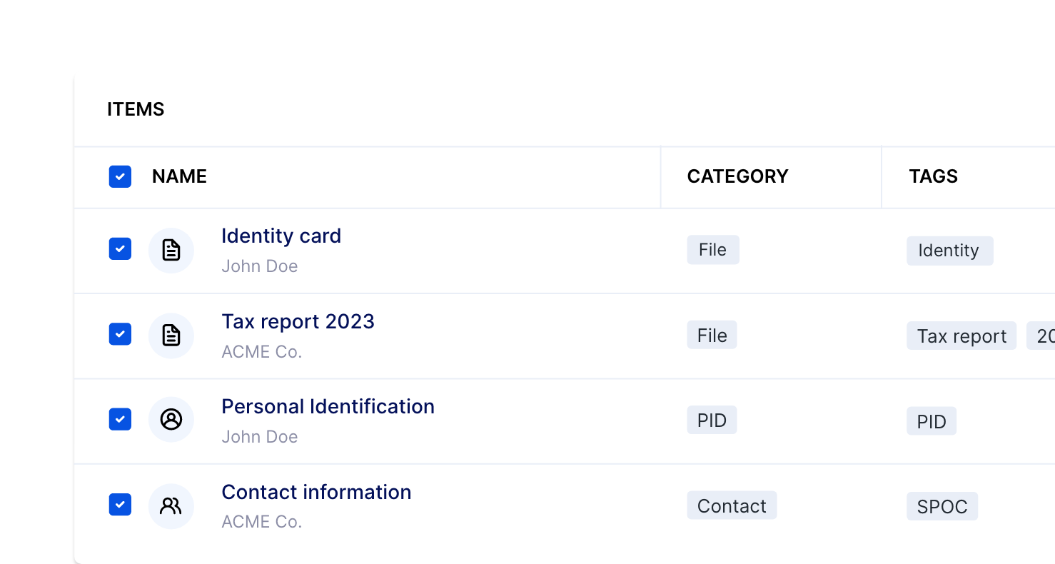 Secure sharing controls in Hypervault